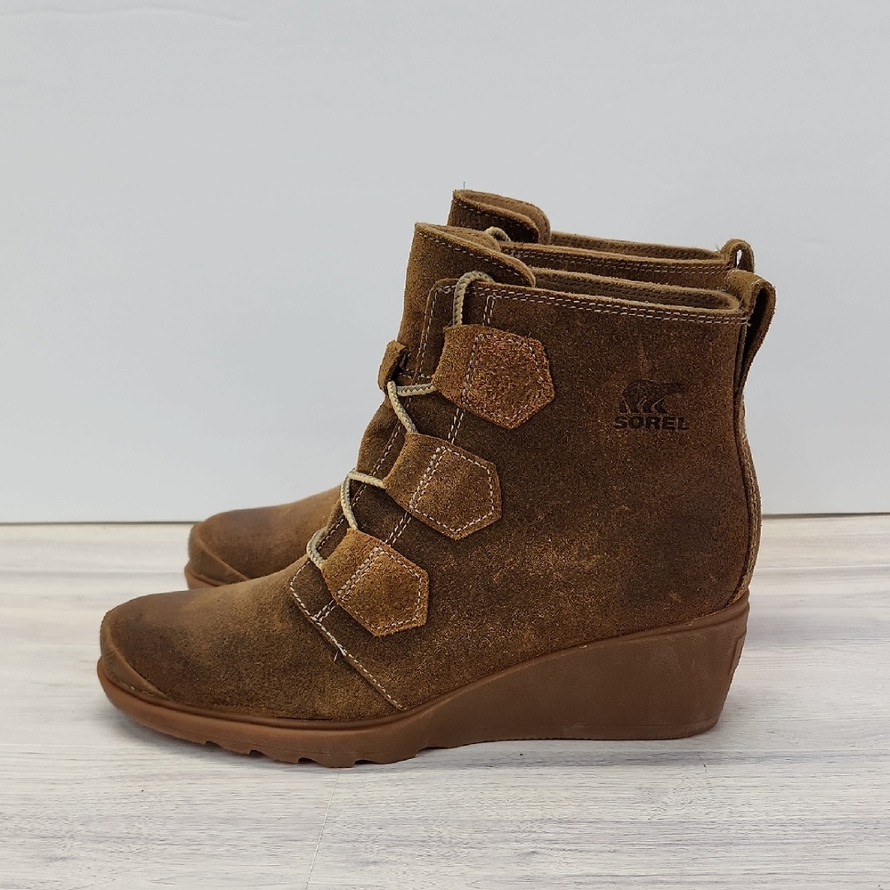 Sorel Womens Toronto Lace Wedge Suede Leather Waterproof Ankle Booties Brown 8